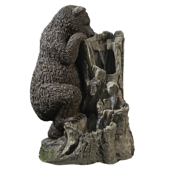 Resin Bear on Tree Stump Fountain - image 