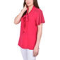 Petites NY Collection Short Sleeve Tie Front Knit Blouse - image 3