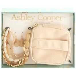Ashley Cooper&#40;tm&#41; Neutral & Gold Beaded Travel Jewelry Pouch Set