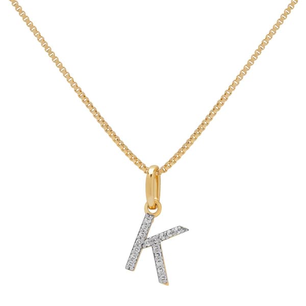 Gianni Argento Two-Tone Lab White Sapphire K Pendant Necklace - image 