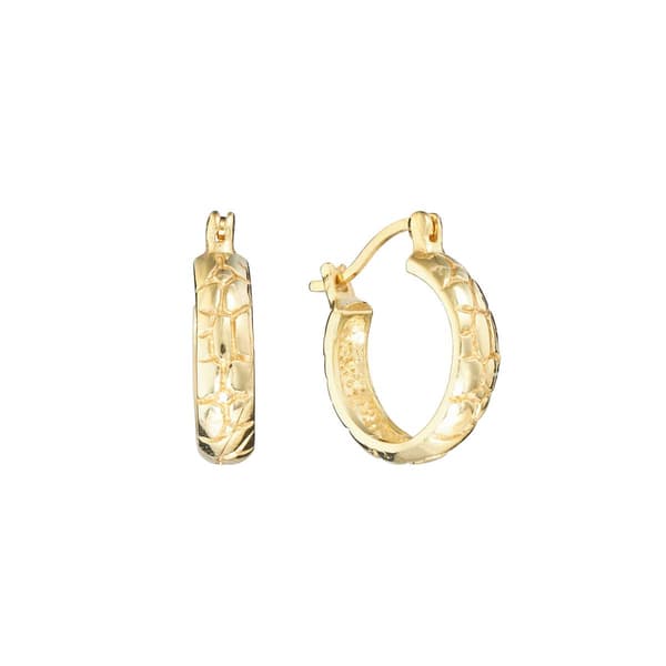 18mm Gold Over Brass Textured Hoop Earrings