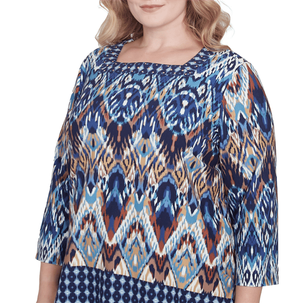 Plus Size Alfred Dunner Summer Solstice Ikat Diamond Blouse