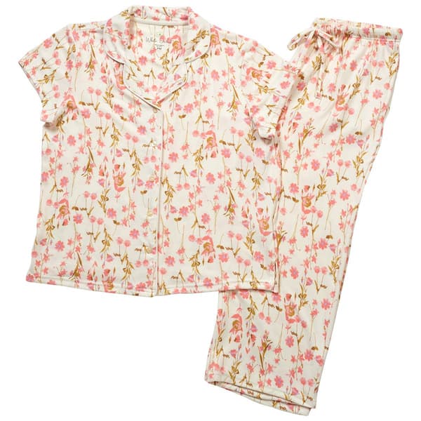 Petite White Orchid Short Sleeve Garden Floral Pajama Set - image 