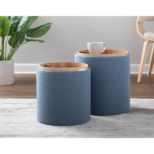 LumiSource Tray Contemporary Nesting Ottoman Set