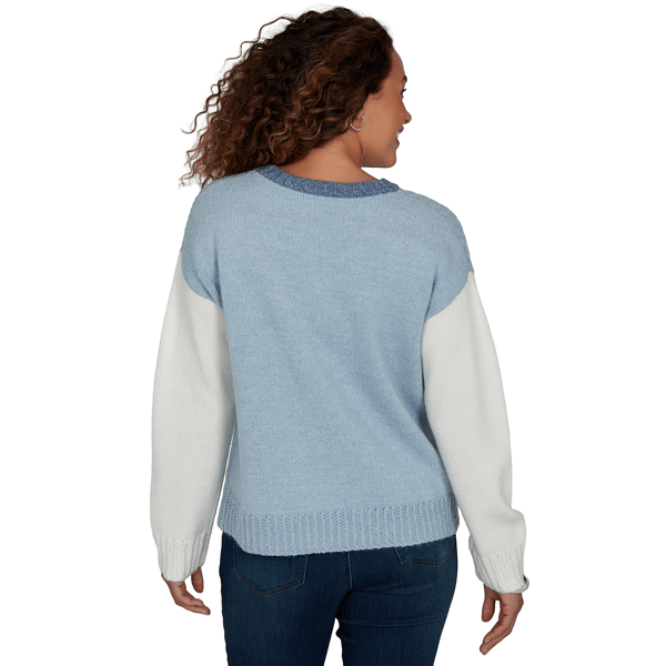 Womens Skye’s the Limit Icy Blue Sparkle Long Sleeve Colorblock