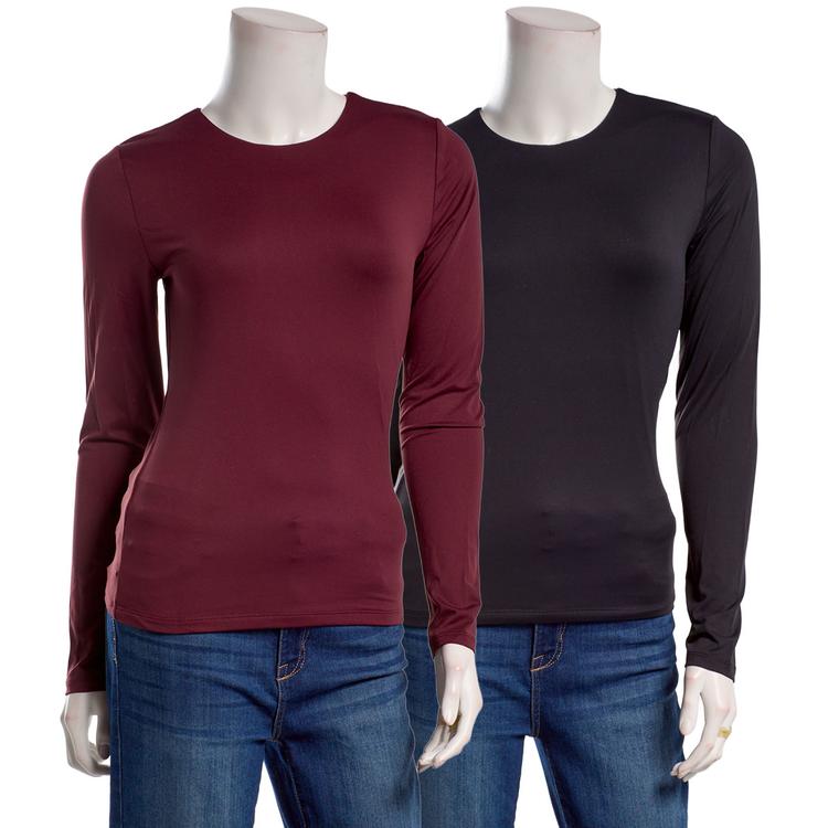 Juniors Pink Rose Long Sleeve 2pk. Crewneck Double Layer Tees