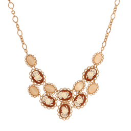 1928 Jewelry 16in. Carnelian Flower Cameo Necklace