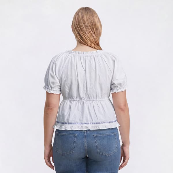 Plus Size Architect® Peasant Floral Embroidery Peplum Blouse