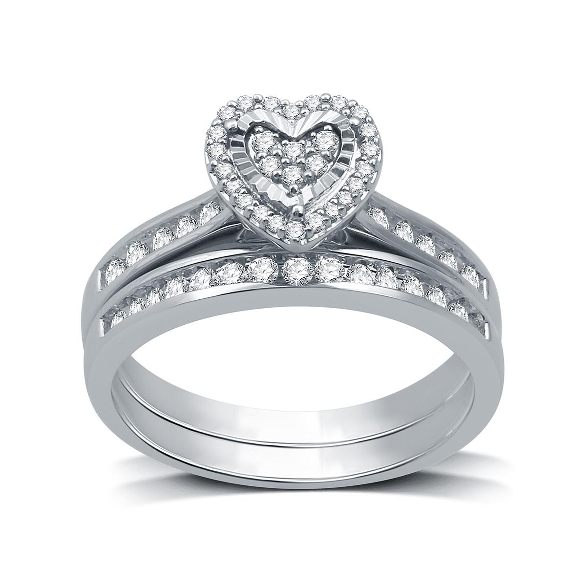 Loveblooms™ Sterling Silver 1/3ctw. Diamond Heart Set