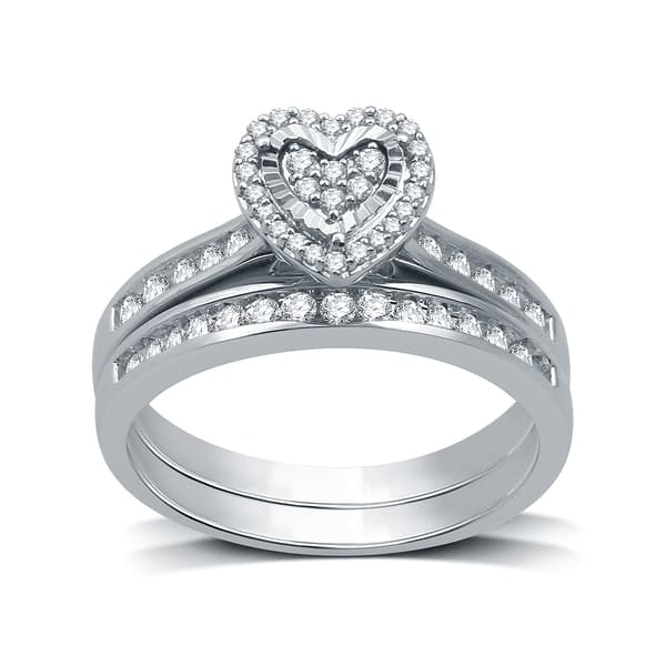 Loveblooms&#40;tm&#41; Sterling Silver 1/3ctw. Diamond Heart Set - image 