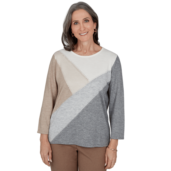 Womens Alfred Dunner Regent Street Studded Color Block Sweater