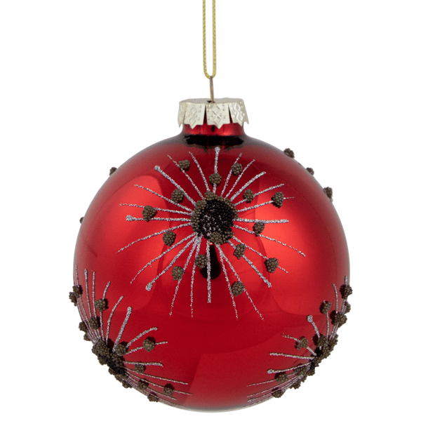 Northlight Glittered Starburst Christmas Glass Ball Ornament - image 