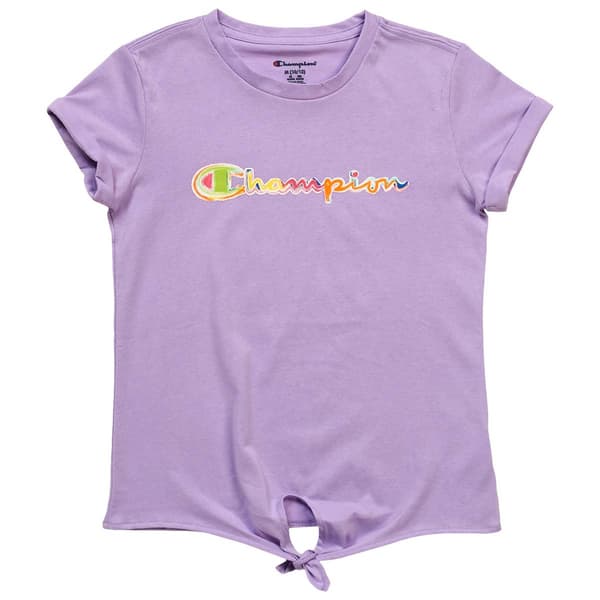 Girls (7-16) Champion® Tie Front Ombre Logo Tee
