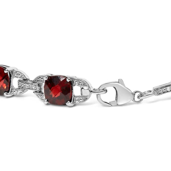 Haus of Brilliance Red Garnet & Diamond Accent Tennis Bracelet