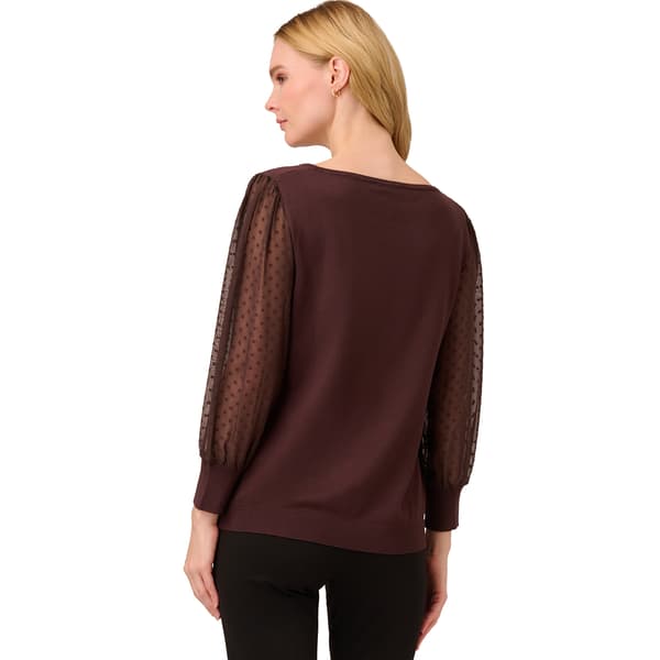Womens Adrianna Papell 3/4 Clip Dot Sleeve Bateau Neck Sweater Boscov's