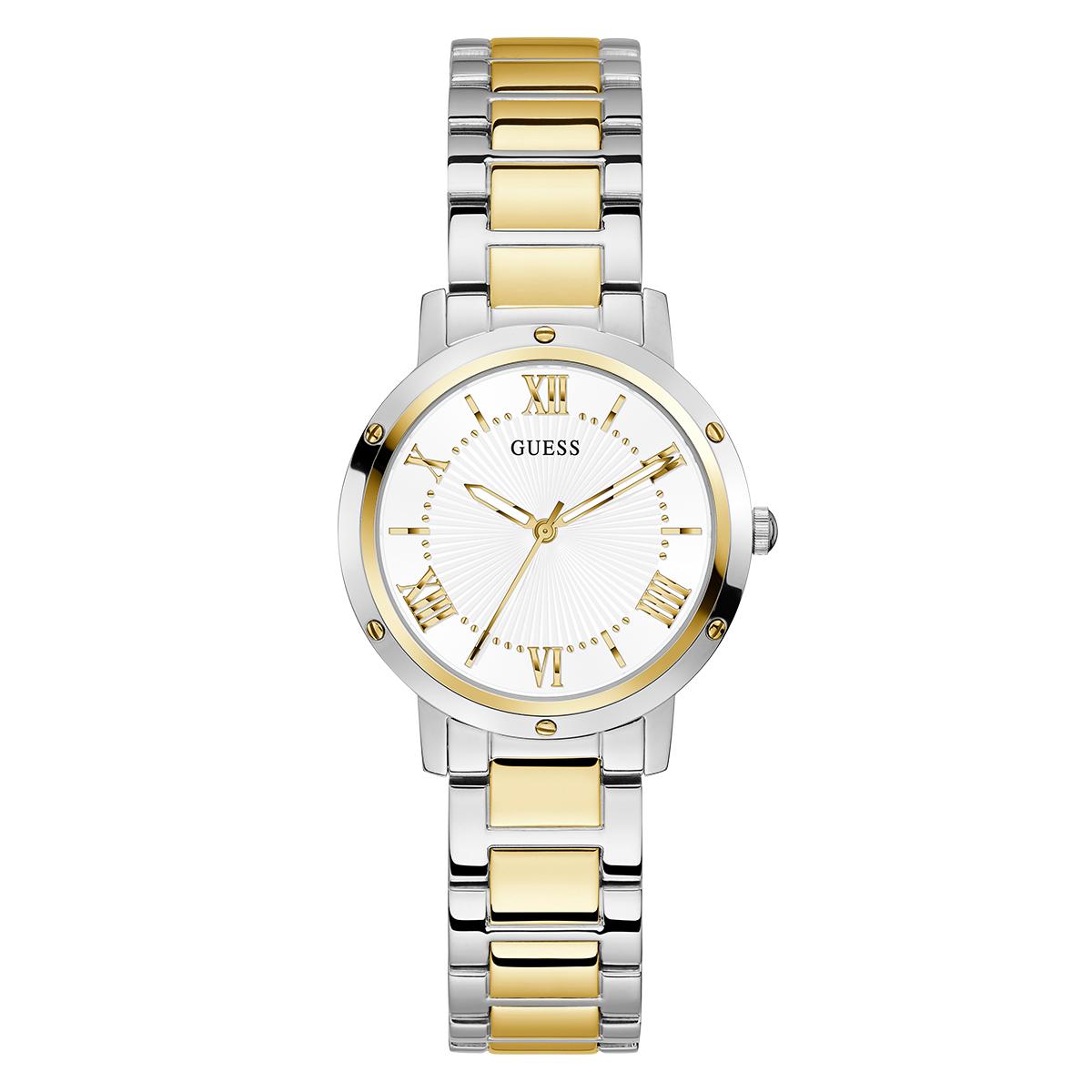 Womens Guess Silver/Gold-Tone White Dial Watch - GW0404L2