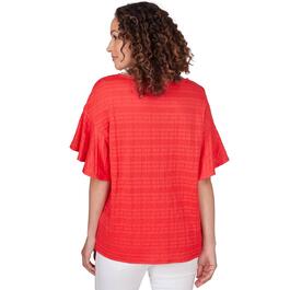 Womens Ruby Rd. Tropical Splash Short Sleeve Decorative Blouse