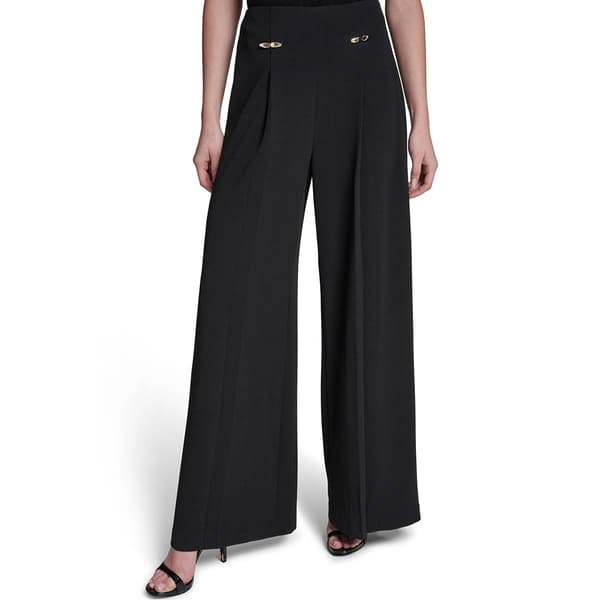 Womens Halston Pull On Scuba Crepe Pleated Dress Pants