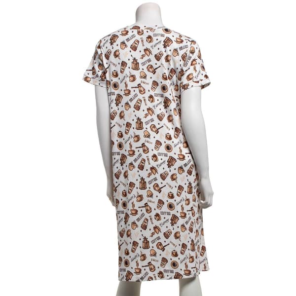 Womens Poppy & Clay Short Sleeve Coffee Nightgown