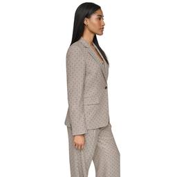Womens DKNY Long Sleeve Embellished Houndstooth Blazer