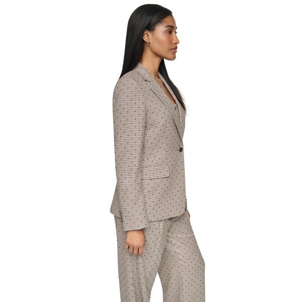Womens DKNY Long Sleeve Embellished Houndstooth Blazer