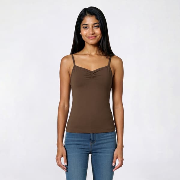 Juniors Eye Candy Peached Jersey Cinch Front Bra Cami