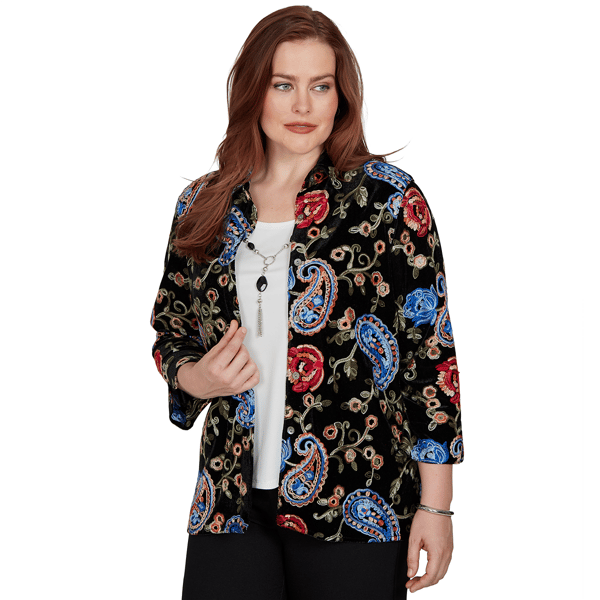 Petite Alfred Dunner Dinner Theater Paisley Two in One Blouse