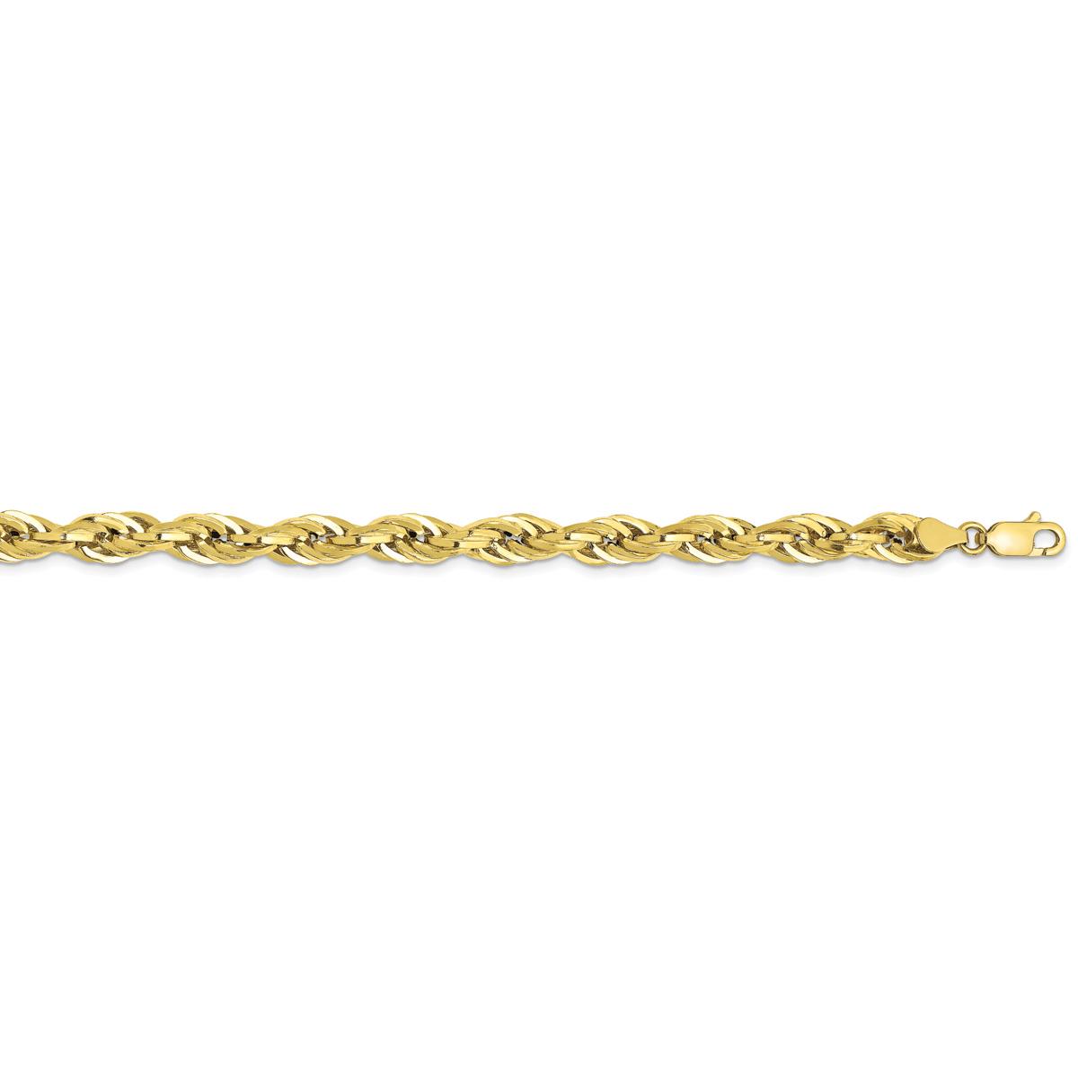 Mens Gold Classics™ 5.4mm 8in Semi-Solid Rope Chain...