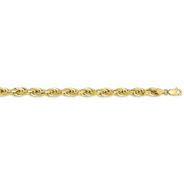 Mens Gold Classics&#40;tm&#41;10kt. 5.4mm 8in Semi-Solid Rope Chain Bracelet