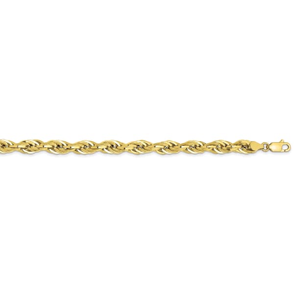 Mens Gold Classics&#40;tm&#41;10kt. 5.4mm 8in Semi-Solid Rope Chain Bracelet