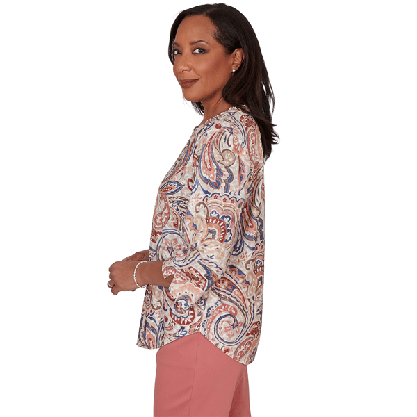 Petite Alfred Dunner Camden Market 3/4 Sleeve Paisley Blouse