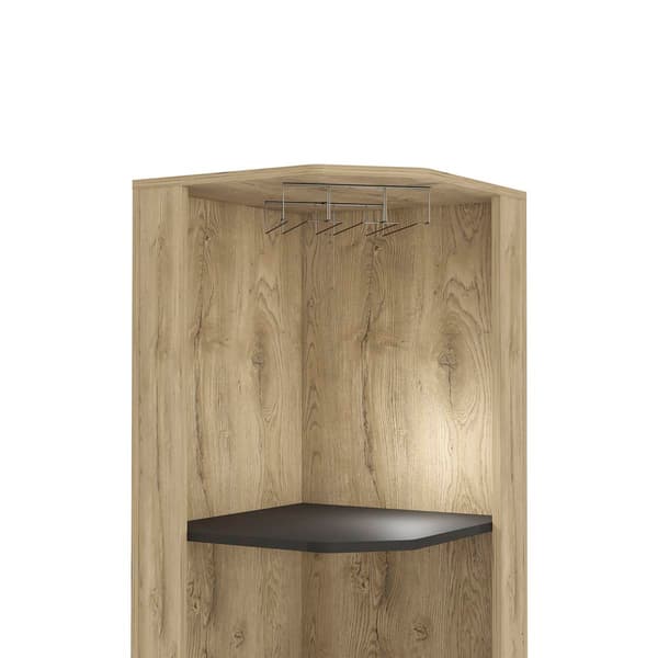 FM FURNITURE Grace Macadamia Corner Bar Cabinet