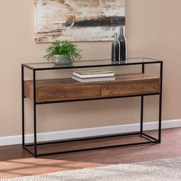 Southern Enterprises Olivern Glass-Top Console Table w/ Storage