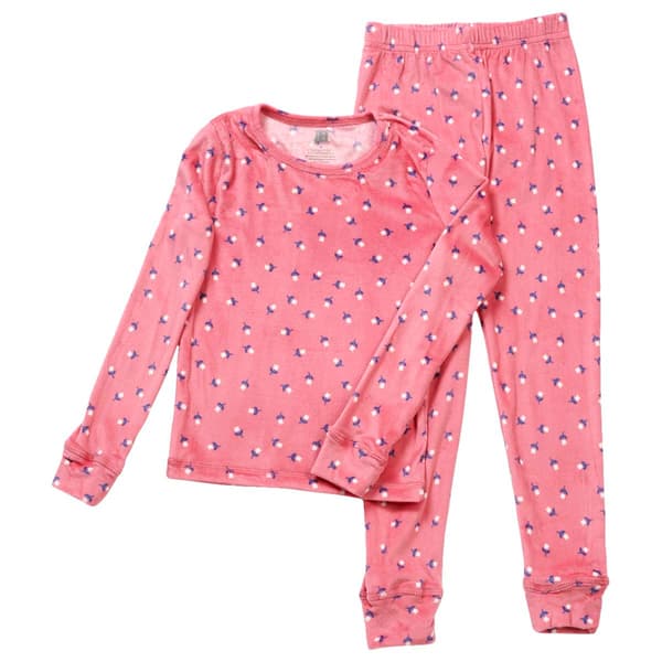 Girls Rene Rofe Floral Velour Snug Fit Pajamas - image 