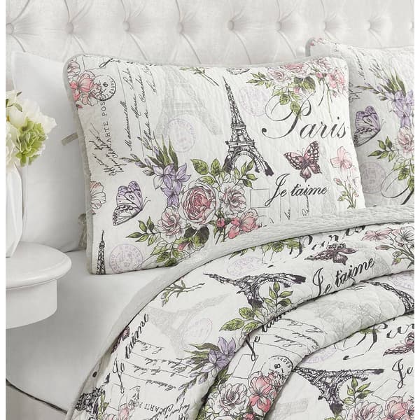 Cedar Court Paris Floral Quilt Bedding Set