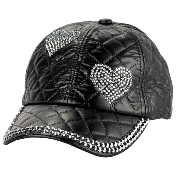 Womens Madd Hatter Faux Leather Quilt Baseball Cap