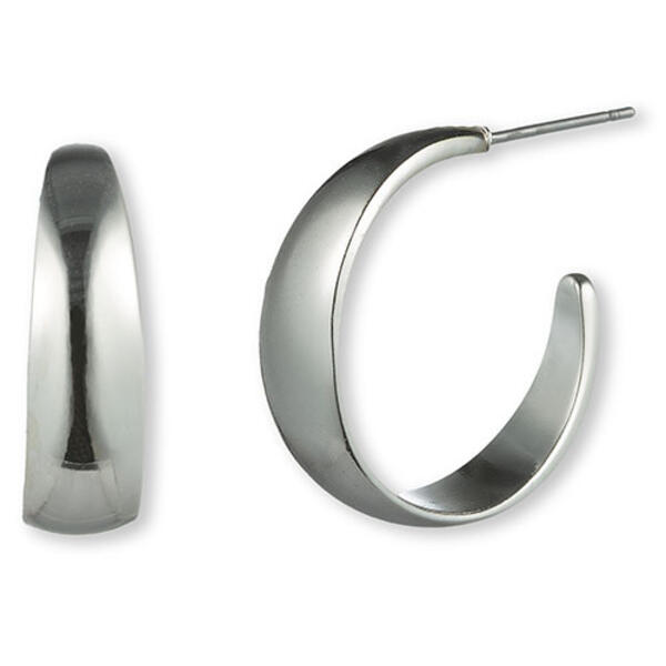 Gloria Vanderbilt Silver-Tone C Hoop Earrings - image 