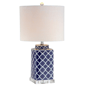 HomeRoots 23in. Navy Blue & White Geometric Table Lamp - image 1