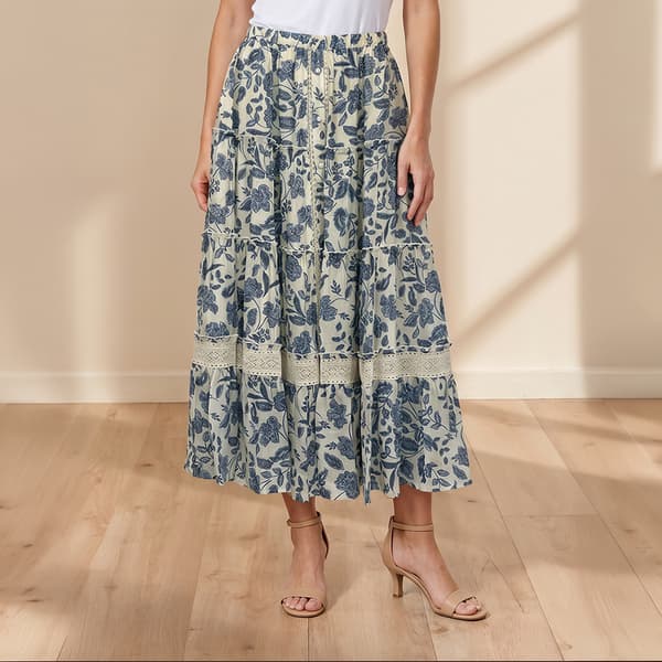 Womens Nanette Lepore Paisley Floral Button Accent Midi Skirt