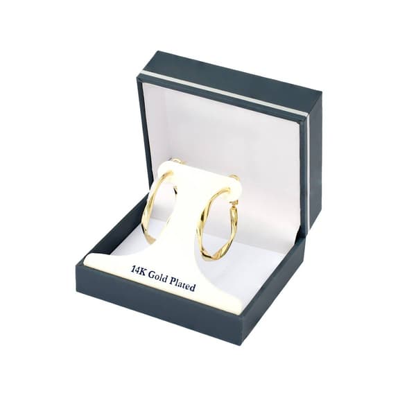 Gold Over Brass Rectangle Swirly Hoop Earrings