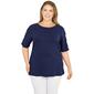 Womens Ruby Rd. Short Sleeve Ladder Sleeve Blouse - image 1