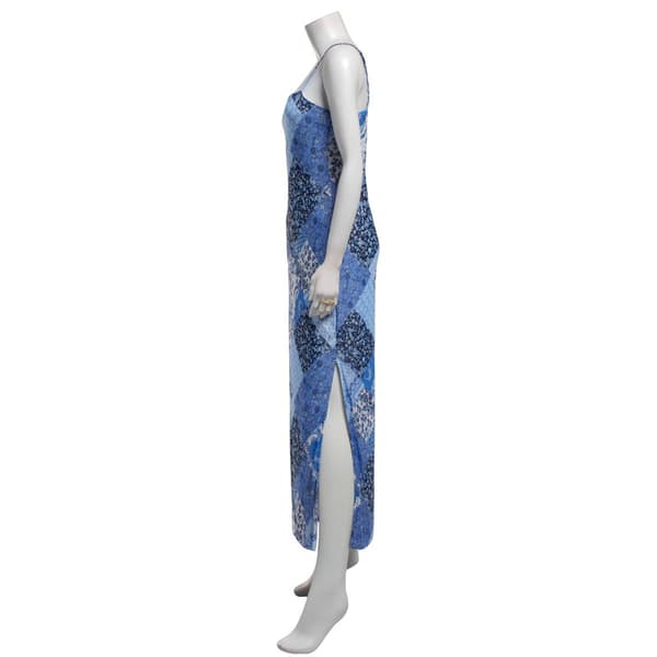 Juniors Madden Girl Mix Print Patchwork Mesh Slit Midi Dress