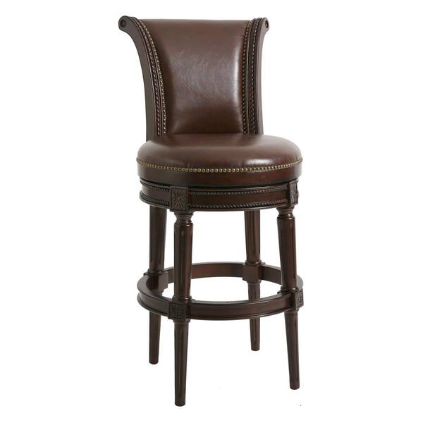 New Ridge Home Goods Chapman Bar-Height Swivel Barstool - Walnut - image 