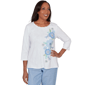 Petite Alfred Dunner Caribbean Blues Dragonfly Floral Blouse - image 1