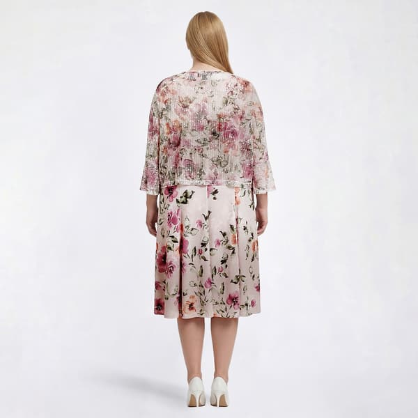 Plus Size Perceptions 3/4 Flounce Sleeve Floral Jacket Dress