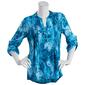 Petite Notations 3/4 Sleeve Print Jacquard Knit Pleat Henley - image 1
