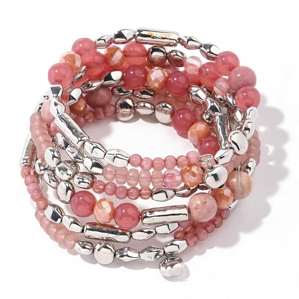 Ashley Cooper(tm) Rhodium-Tone Pink Coil Bracelet - image 
