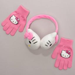 Girls Hello Kitty 3D Plush Earmuffs w/ Gloves