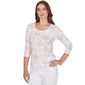 Petite Hearts of Palm Printed Essentials Leaf V Neck Blouse - image 3