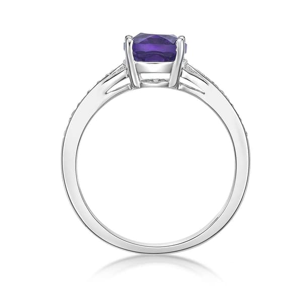 Sterling Silver Ring w/ Amethyst & White Topaz Gemstones